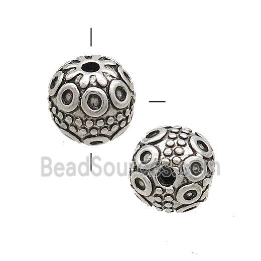 Tibetan Style Zinc Guru Beads Round THole Antique Silver