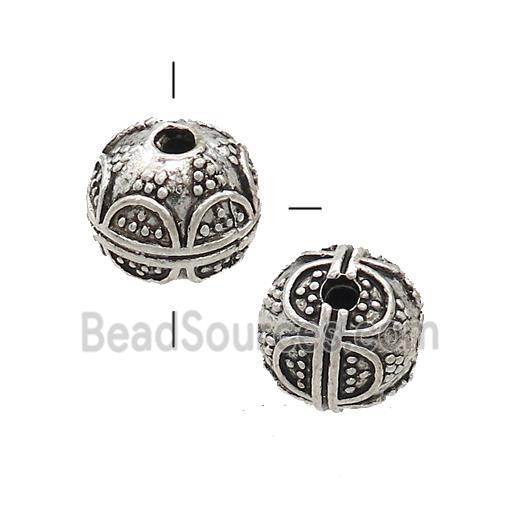 Tibetan Style Zinc Guru Beads Round THole Antique Silver