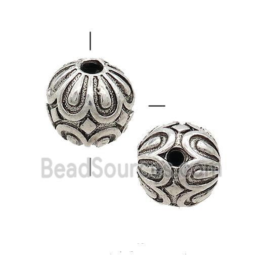 Tibetan Style Zinc Guru Beads Round THole Antique Silver