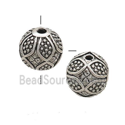 Tibetan Style Zinc Guru Beads Round THole Antique Silver