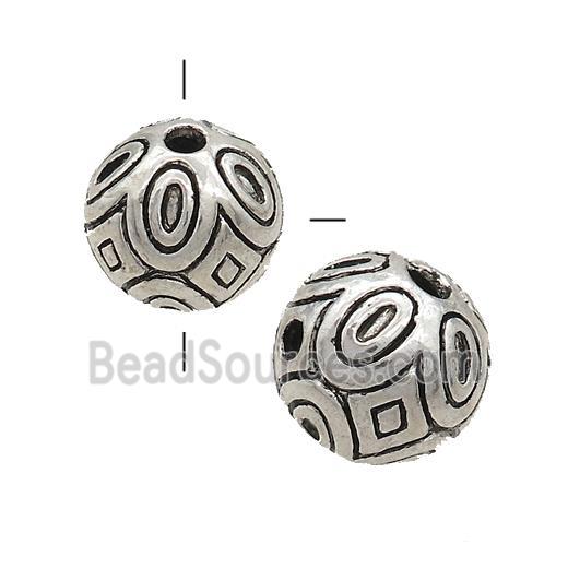 Tibetan Style Zinc Guru Beads Round THole Antique Silver