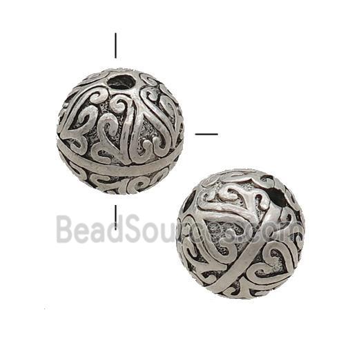 Tibetan Style Zinc Guru Beads Round THole Antique Silver