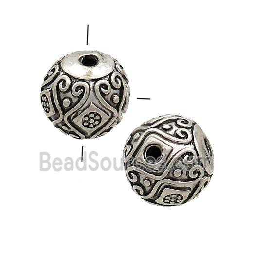 Tibetan Style Zinc Guru Beads Round THole Antique Silver