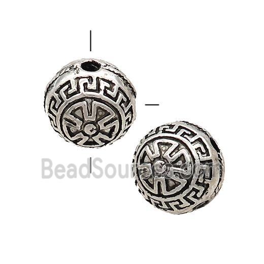 Tibetan Style Zinc Guru Beads Round THole Antique Silver