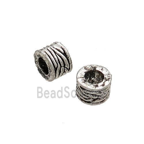 Tibetan Style Zinc Column Beads Large Hole Antique Silver