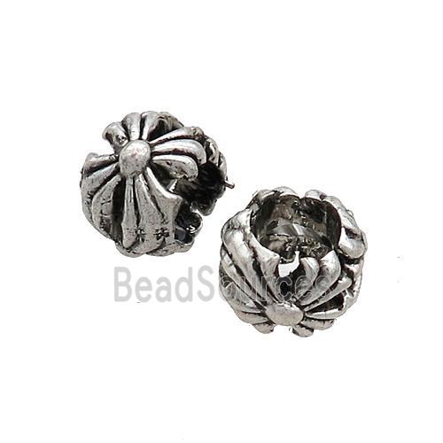 Tibetan Style Zinc Round Beads Large Hole Antique Silver