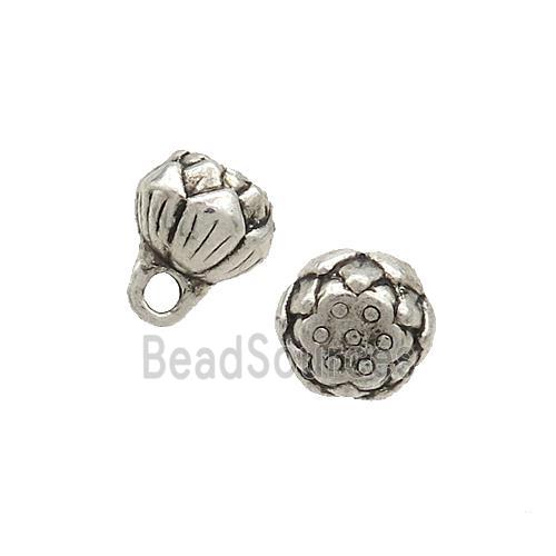 Tibetan Style Zinc Lotus Pendant Charms Antique Silver