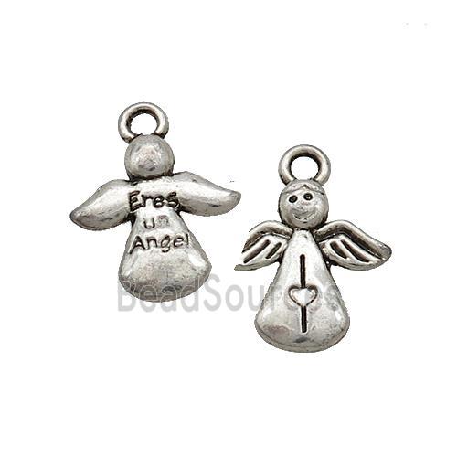 Tibetan Style Zinc Angel Charm Pendant Antique Silver