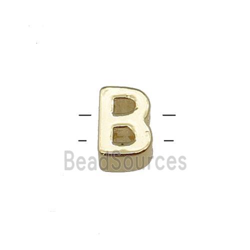 Copper Letter B Beads 2holes Gold Plated