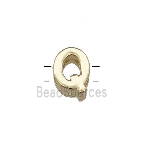 Copper Letter Q Beads 2holes Gold Plated