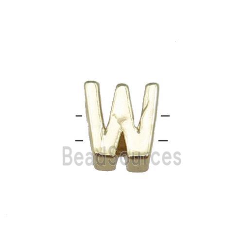 Copper Letter W Beads 2holes Gold Plated