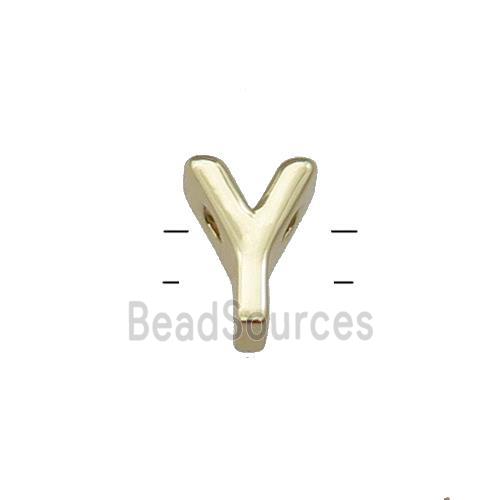 Copper Letter Y Beads 2holes Gold Plated