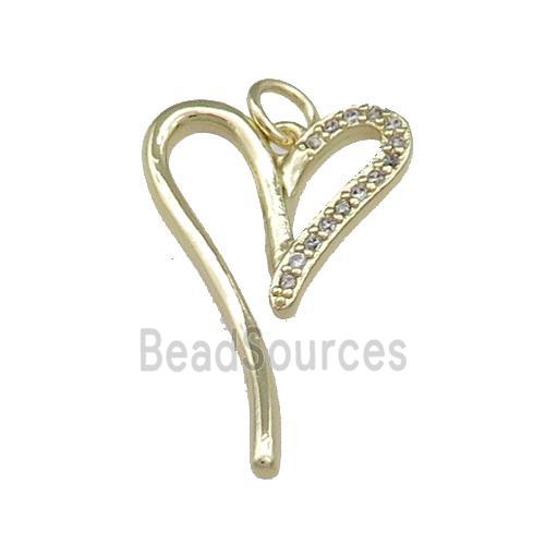 Copper Heart Pendant Pave Zircon Gold Plated