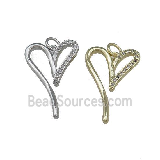 Copper Heart Pendant Pave Zircon Mixed