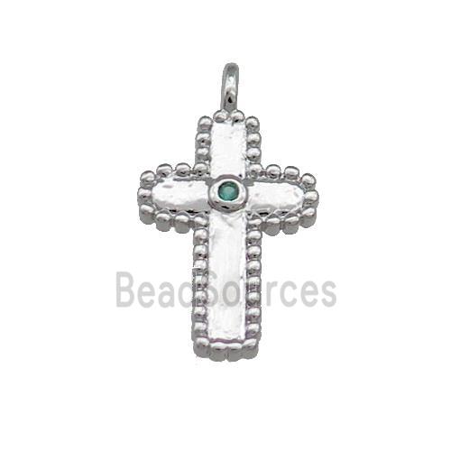 Copper Cross Pendant Pave Zircon Platinum Plated