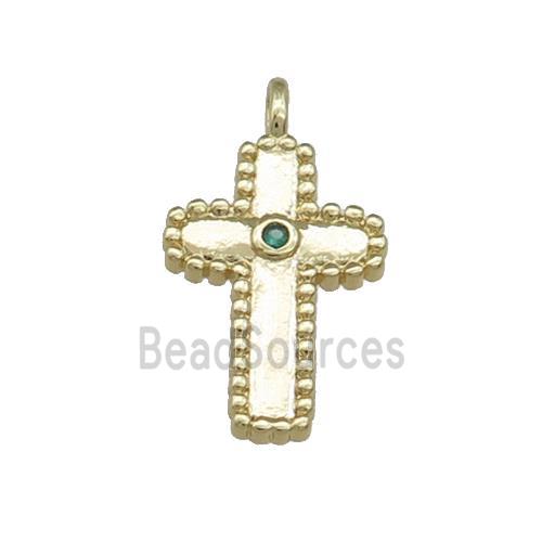 Copper Cross Pendant Pave Zircon Gold Plated