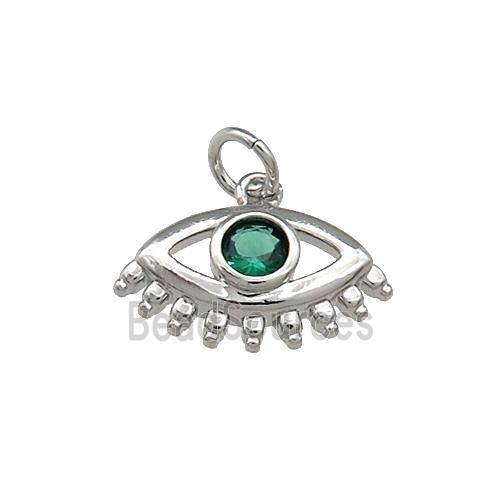 Copper Eye Pendant Pave Zircon Platinum Plated