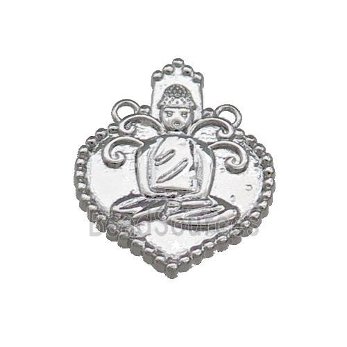 Copper Buddha Pendant 2loops Platinum Plated