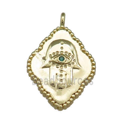 Copper Hamsahand Charms Pendant Evil Eye Pave Zircon Gold Plated