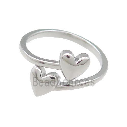 Copper Heart Rings Platinum Plated