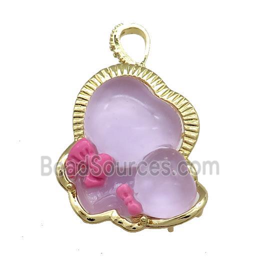 Purple Acrylic Baby Pendant Gold Plated