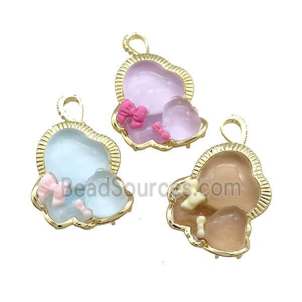 Acrylic Baby Pendant Gold Plated Mixed