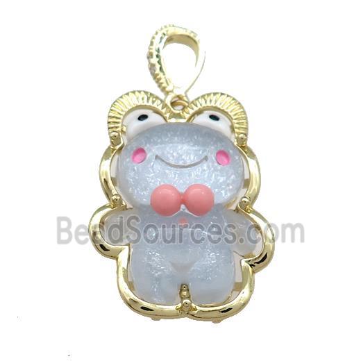 Blue Acrylic Bear Pendant Gold Plated