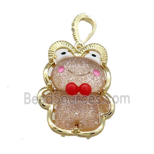 Coffee Acrylic Bear Pendant Gold Plated