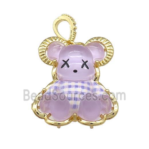 Puprle Acrylic Rabbit Pendant Gold Plated