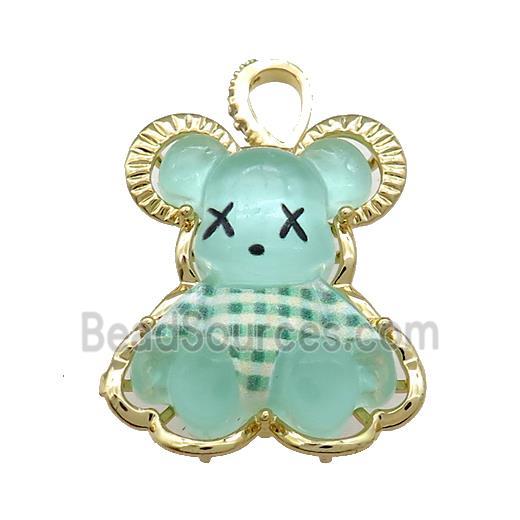 Teal Acrylic Rabbit Pendant Gold Plated