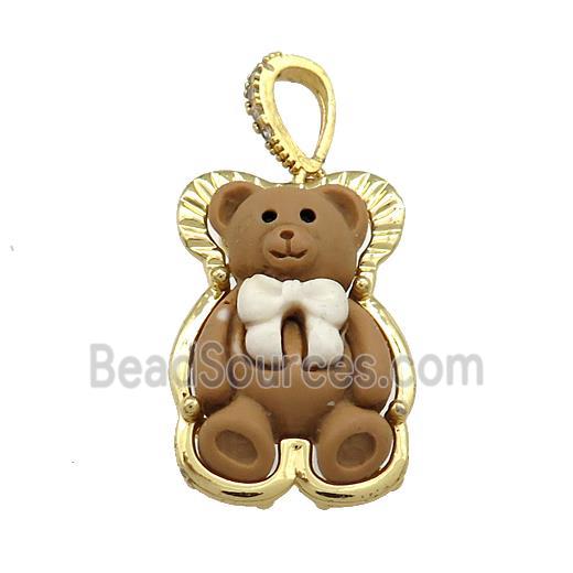 Chocolate Resin Bear Pendant Gold Plated