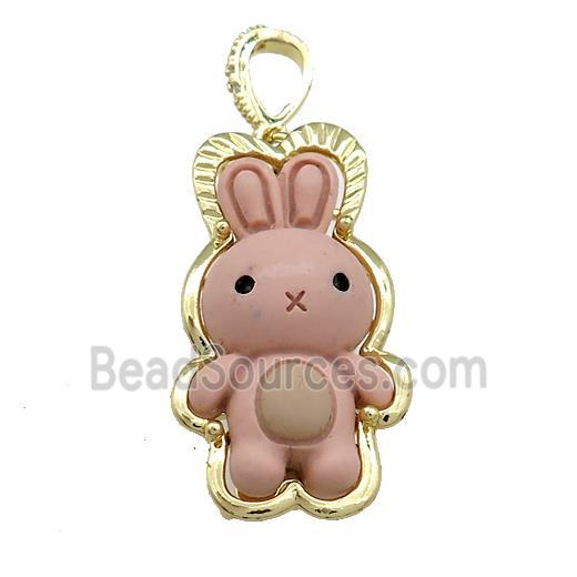 Coffee Resin Rabbit Pendant Gold Plated