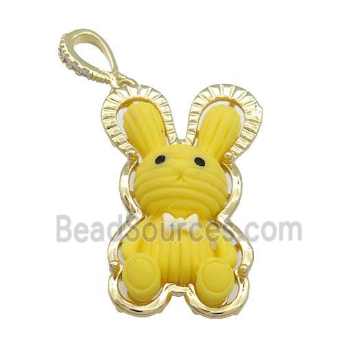 Yellow Resin Rabbit Pendant Gold Plated