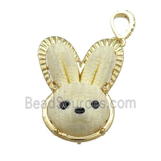 Khaki Resin Rabbit Pendant Gold Plated