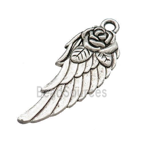 Tibetan Style Zinc Angel Wings Pendant Antique Silver