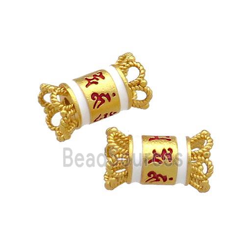 Copper Tube Beads White Cloisonne 18K Gold Plated