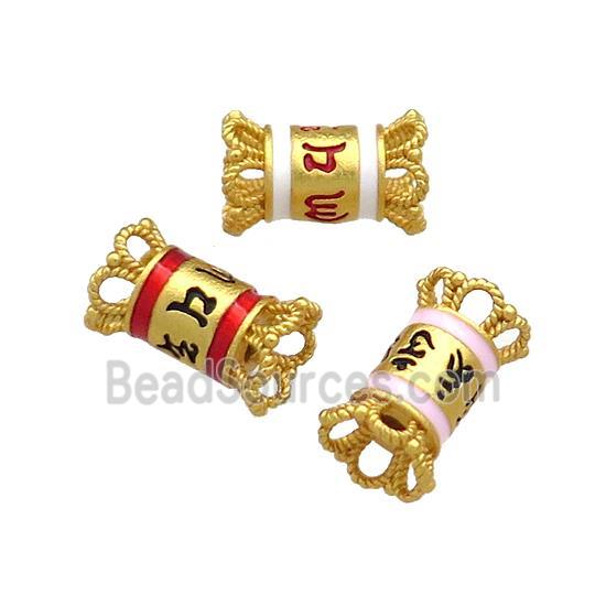 Copper Tube Beads Cloisonne 18K Gold Plated Mixed