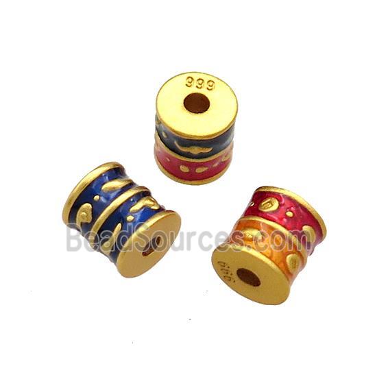 Copper Tube Beads Cloisonne 18K Gold Plated Mixed