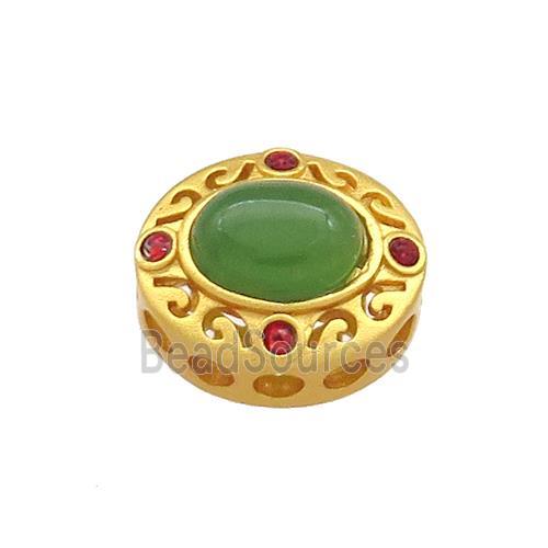 Copper Circle Beads Pave Jadeite Glass 18K Gold Plated