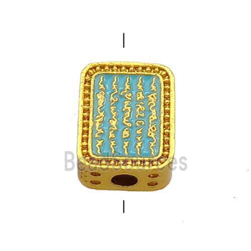 Copper Rectangle Beads Teal Cloisonne Buddhist 18K Gold Plated