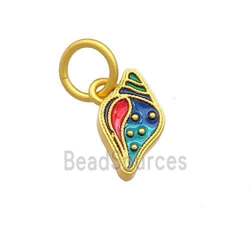 Copper Pendant Ice Cream Multicolor Cloisonne 18K Gold Plated