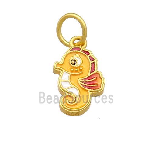 Copper Seahorse Pendant Multicolor Cloisonne 18K Gold Plated