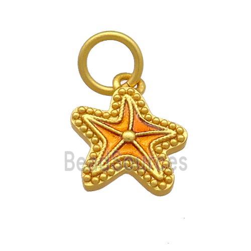 Copper Starfish Pendant Multicolor Cloisonne 18K Gold Plated