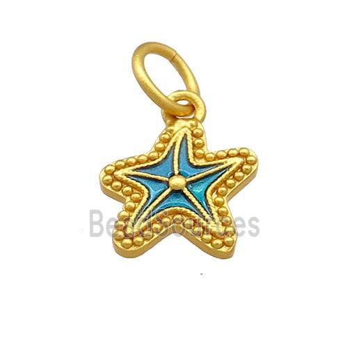 Copper Starfish Pendant Multicolor Cloisonne 18K Gold Plated