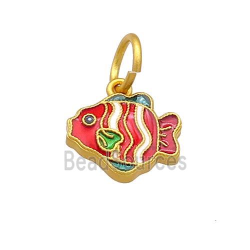 Copper Fish Pendant Multicolor Cloisonne 18K Gold Plated