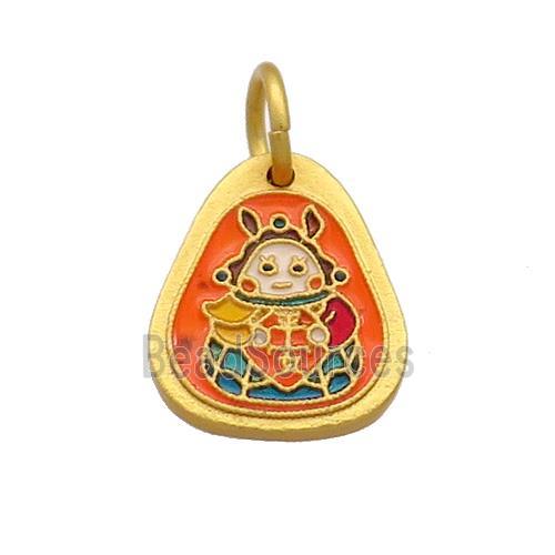 Copper Girls Pendant Multicolor Cloisonne 18K Gold Plated