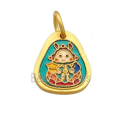 Copper Girls Pendant Multicolor Cloisonne 18K Gold Plated