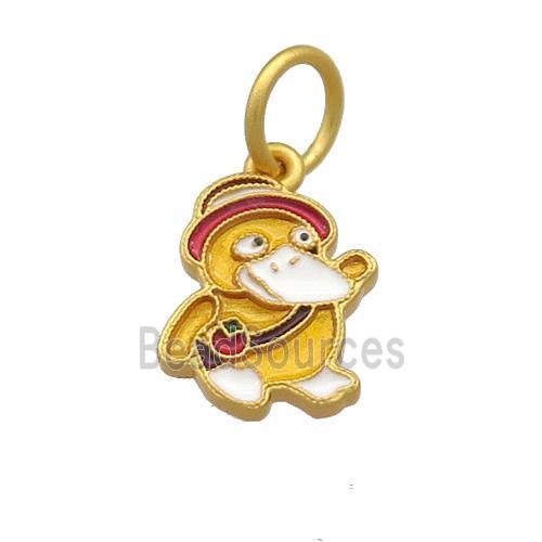 Copper Duck Charms Pendant Multicolor Cloisonne 18K Gold Plated