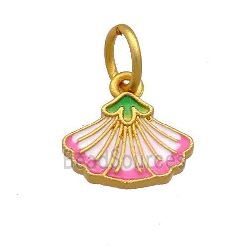 Copper Shell Pendant Multicolor Cloisonne 18K Gold Plated