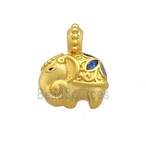 Copper Elephant Pendant Cloisonne 18K Gold Plated